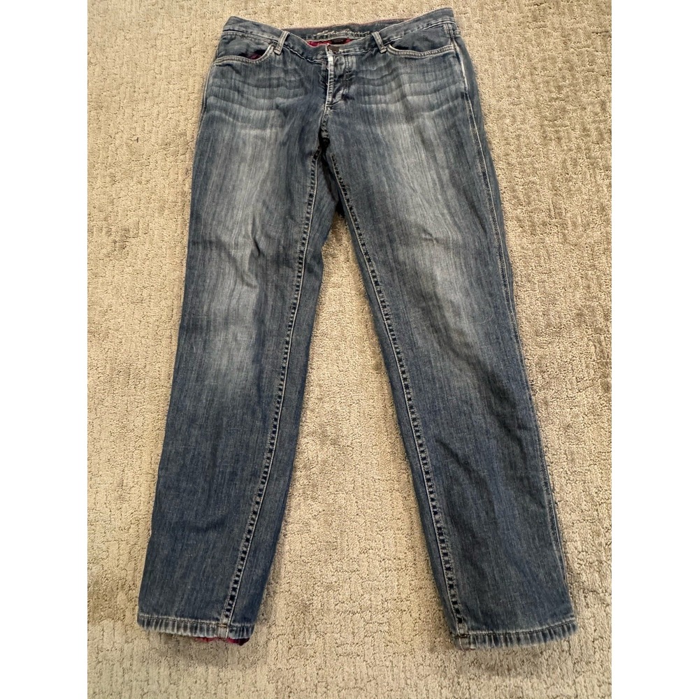 EDDIE BAUER FLANNEL LINED JEANS WOMENS SZ. 10 RELAXED STRAIGHT (E1)